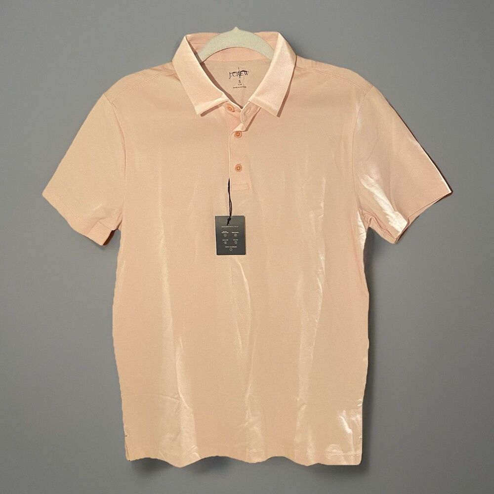 J.Crew Men’s Slim Performance Piqué Polo Shirt Moisture Wicking Light Pink Sz S
